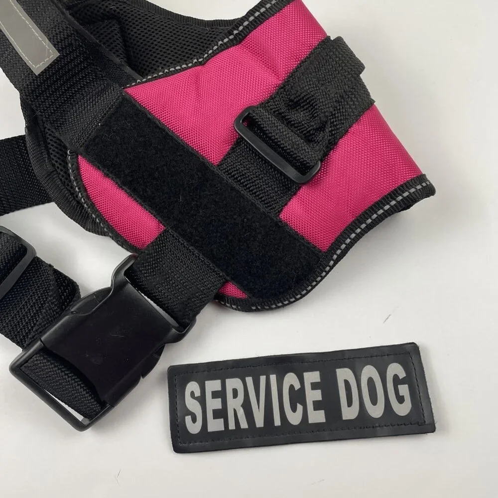 Industrial Puppy Service Dog Harness Large In Training Pink Reflective